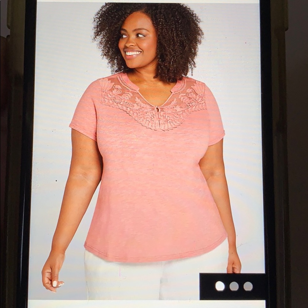 Lane Bryant Lace Yolk Tee